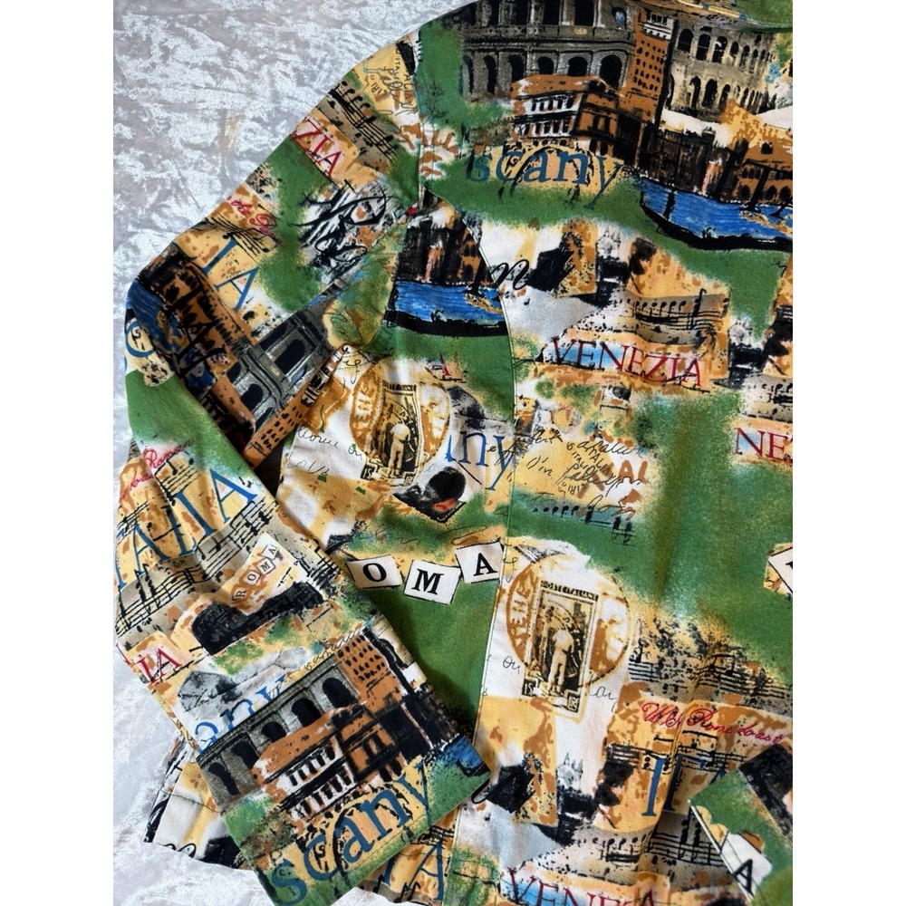 Trudi A Postcards Italy Print Blazer Jacket Womens L‎ Art To Wear Roma Venezia - Picture 10 of 13